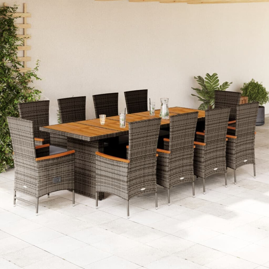 vidaXL 11-delige Tuinset met kussens poly rattan grijs vidaXL 11-delige Tuinset met kussens poly rattan grijs afbeelding 1