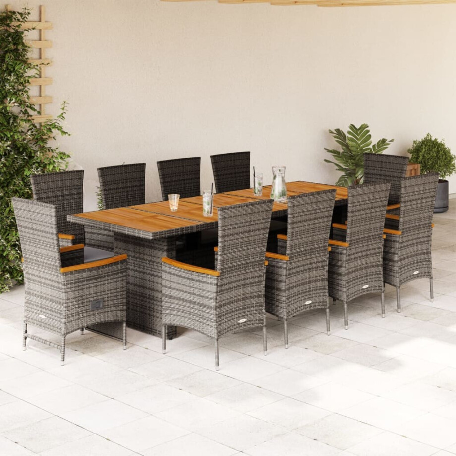 vidaXL 11-delige Tuinset met kussens poly rattan grijs vidaXL 11-delige Tuinset met kussens poly rattan grijs afbeelding 1