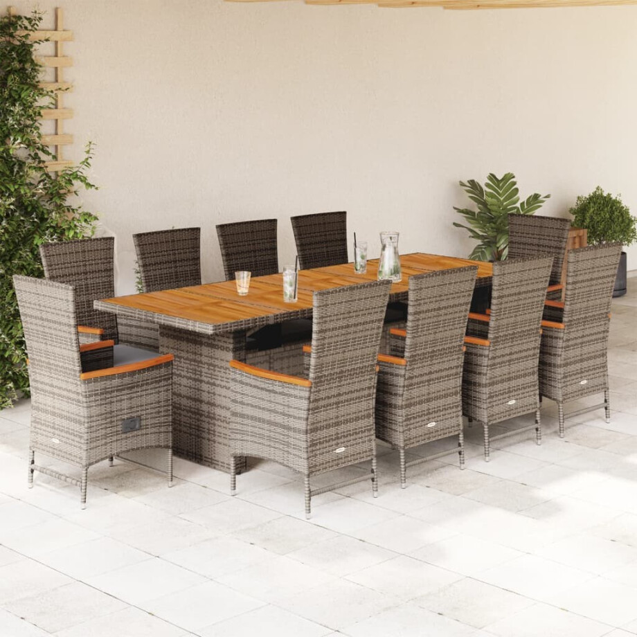 vidaXL 11-delige Tuinset met kussens poly rattan grijs vidaXL 11-delige Tuinset met kussens poly rattan grijs afbeelding 1