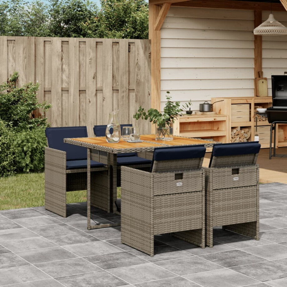vidaXL 5-delige tuinset met kussens, grijs polyrotan afbeelding 1
