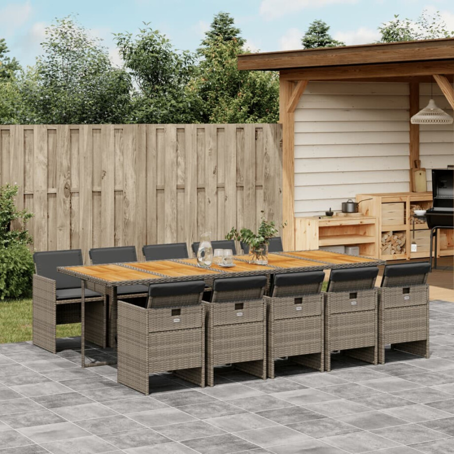 vidaXL 11-delige Tuinset met kussens poly rattan grijs vidaXL 11-delige Tuinset met kussens poly rattan grijs afbeelding 1