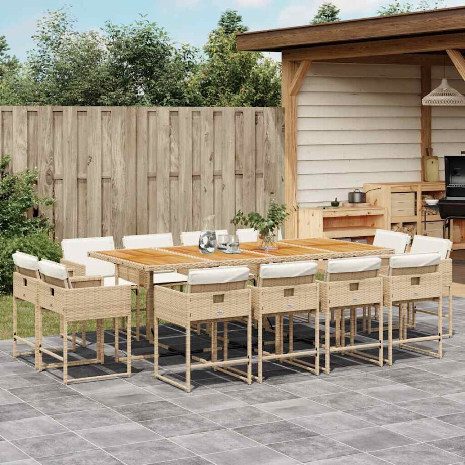 vidaXL 13-delige Tuinset met kussens poly rattan beige vidaXL 13-delige Tuinset met kussens poly rattan beige afbeelding 1
