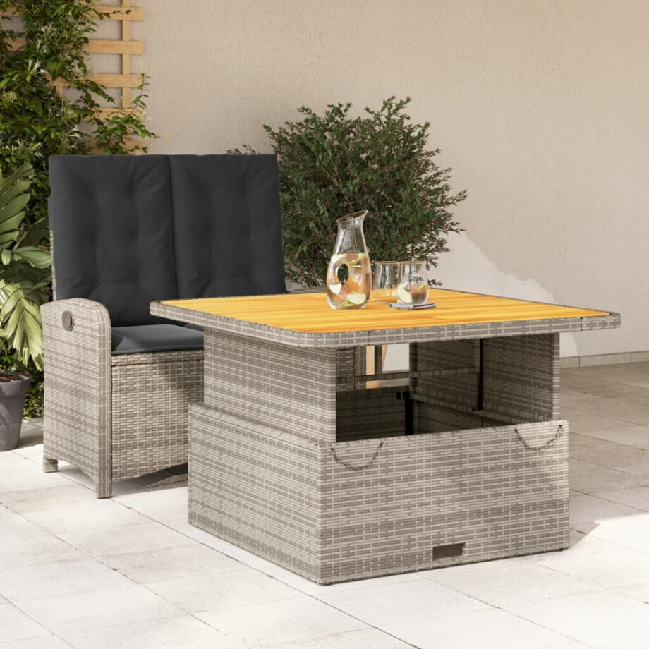 vidaXL 2-delige Tuinset met kussens poly rattan grijs vidaXL 2-delige Tuinset met kussens poly rattan grijs afbeelding 1