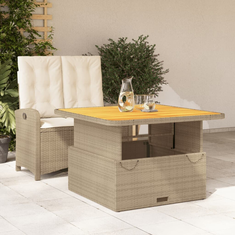 vidaXL 2-delige Tuinset met kussens poly rattan beige afbeelding 1