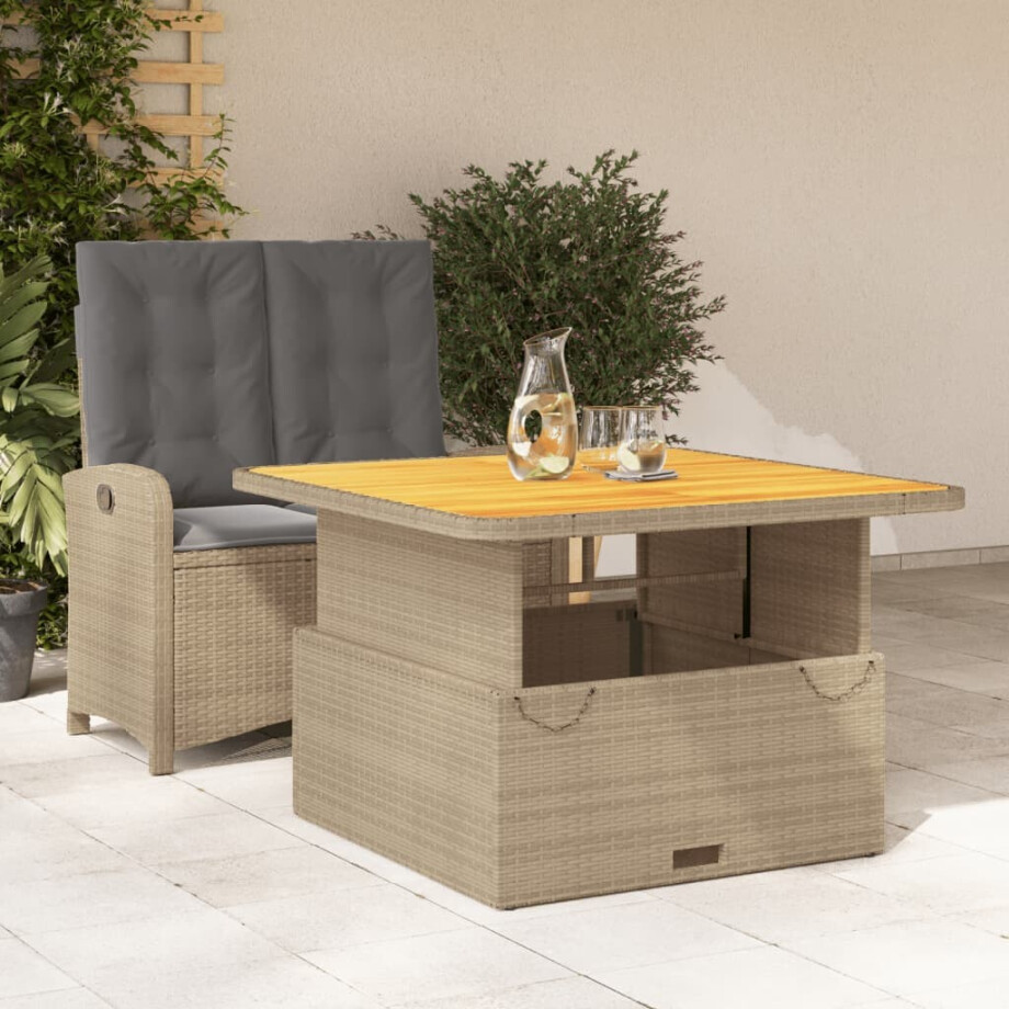 vidaXL 2-delige Tuinset met kussens poly rattan beige vidaXL 2-delige Tuinset met kussens poly rattan beige afbeelding 1