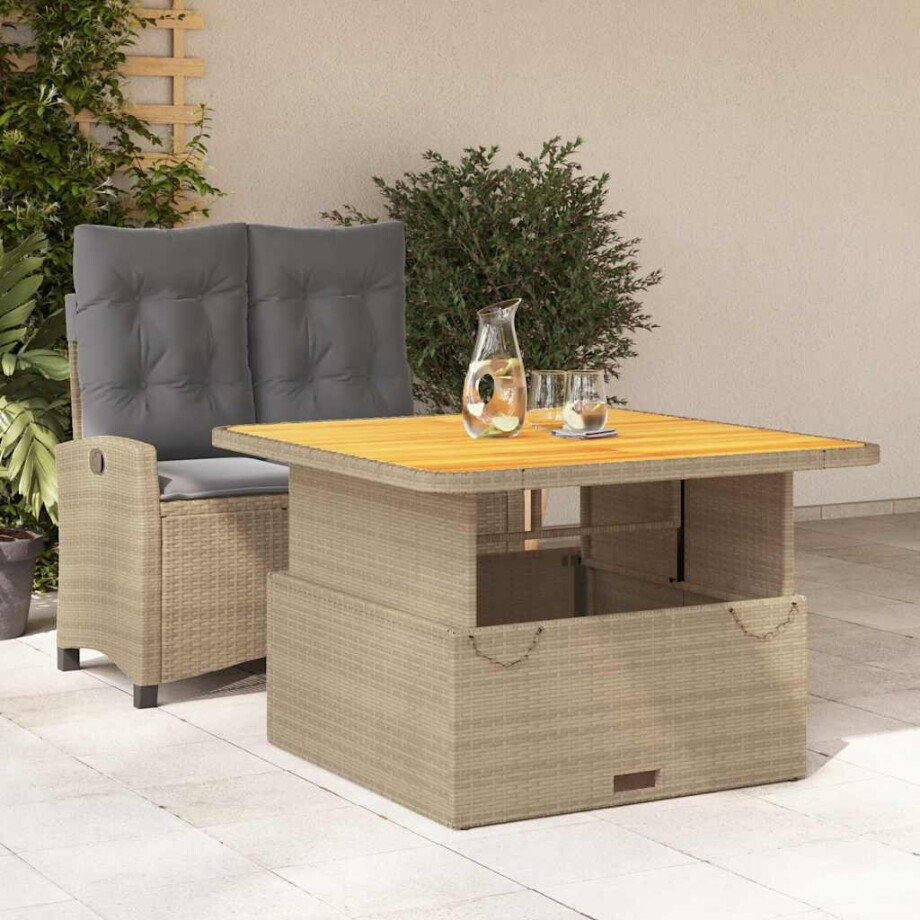 vidaXL 2-delige Tuinset met kussens poly rattan beige vidaXL 2-delige Tuinset met kussens poly rattan beige afbeelding 1