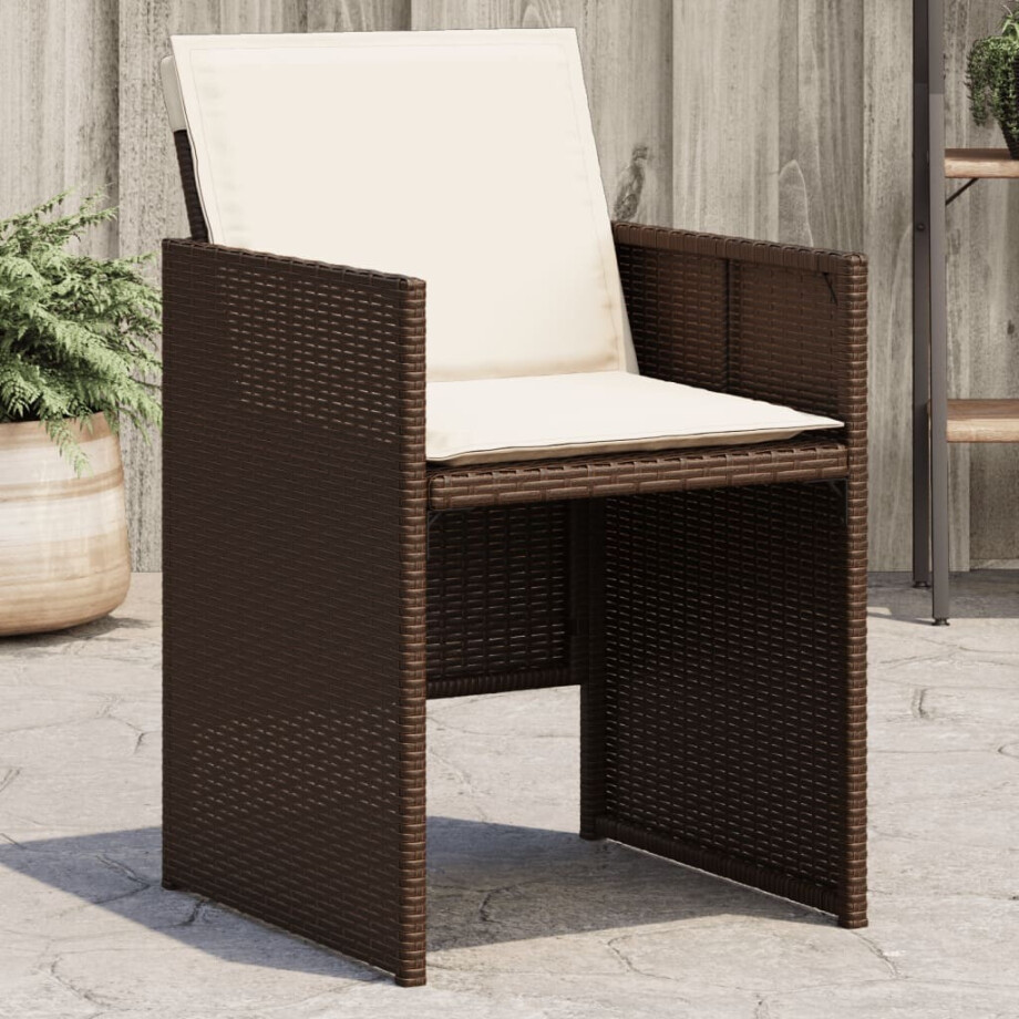 vidaXL Tuinstoelen 4 st met kussens poly rattan bruin afbeelding 1