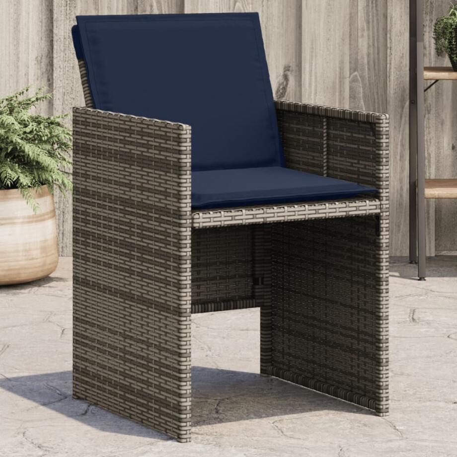 vidaXL Tuinstoelen 4 st met kussens poly rattan grijs afbeelding 1