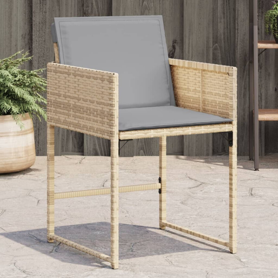 vidaXL Tuinstoelen 4 st met kussens poly rattan gemengd beige vidaXL Tuinstoelen 4 st met kussens poly rattan gemengd beige afbeelding 1