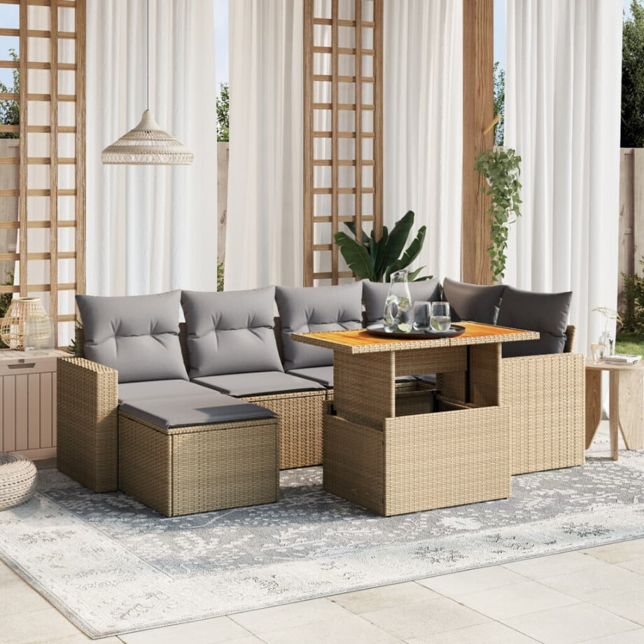 vidaXL 11-delige Loungeset met kussens poly rattan grijs afbeelding 1