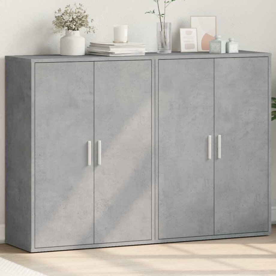 vidaXL Dressoirs 2 st 60x31x84 cm bewerkt hout betongrijs afbeelding 1