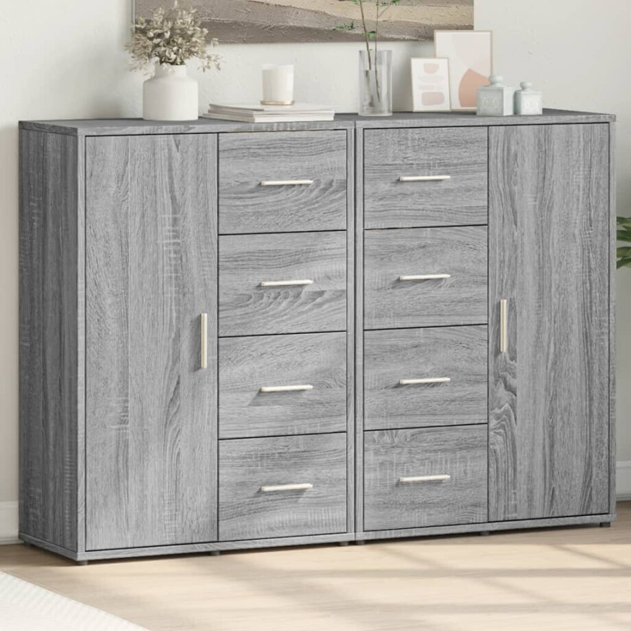 vidaXL Dressoirs 2 st 60x31x84 cm bewerkt hout grijs sonoma eikenkleur afbeelding 1