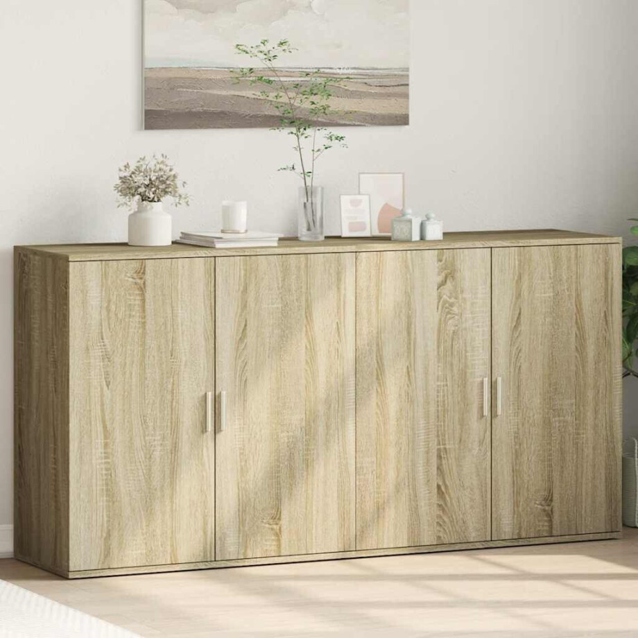 vidaXL Dressoirs 2 st 79x38x80 cm bewerkt hout sonoma eikenkleurig afbeelding 1