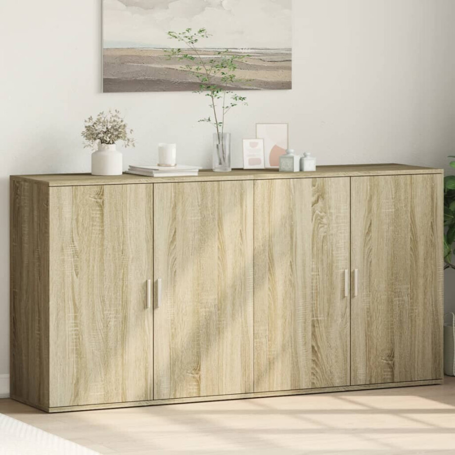 vidaXL Dressoirs 2 st 79x38x80 cm bewerkt hout sonoma eikenkleurig vidaXL Dressoirs 2 st 79x38x80 cm bewerkt hout sonoma eikenkleurig afbeelding 1