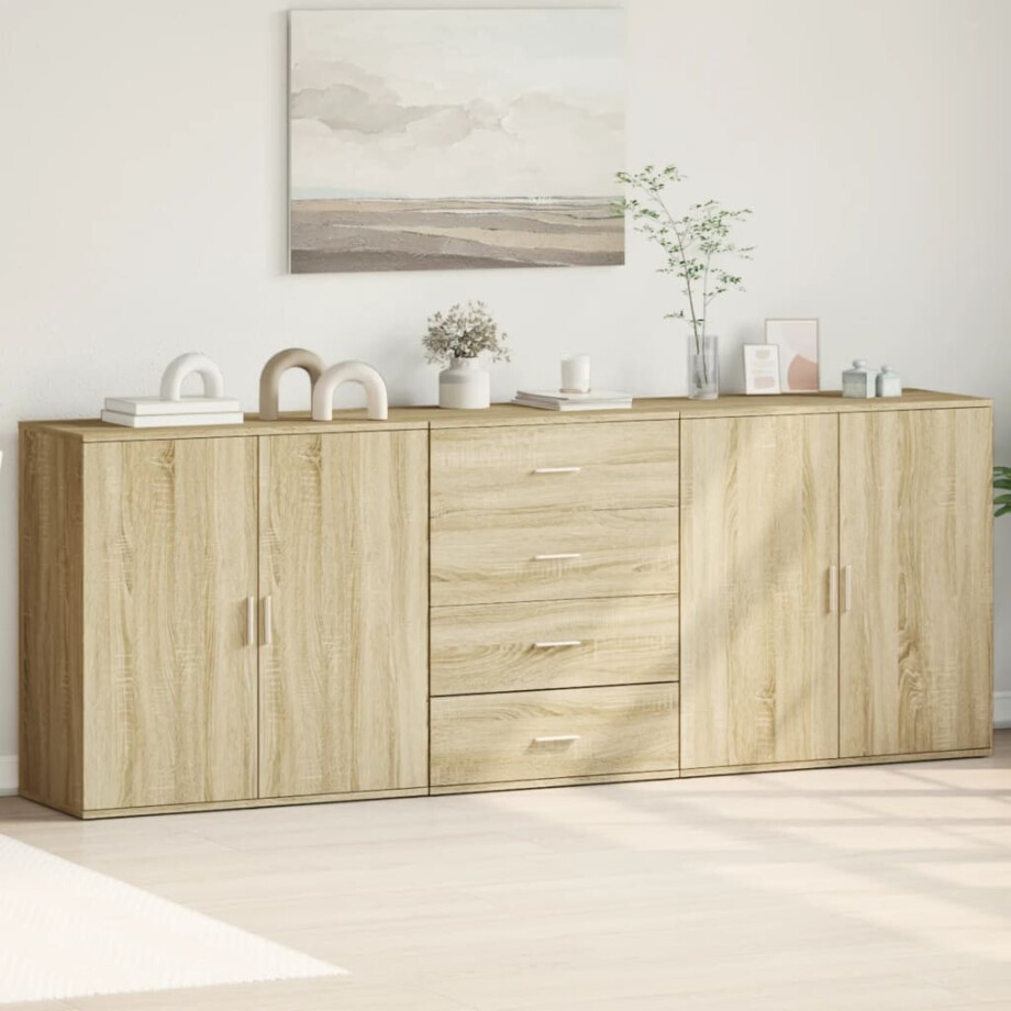 vidaXL Dressoirs 3 st bewerkt hout sonoma eiken afbeelding 1
