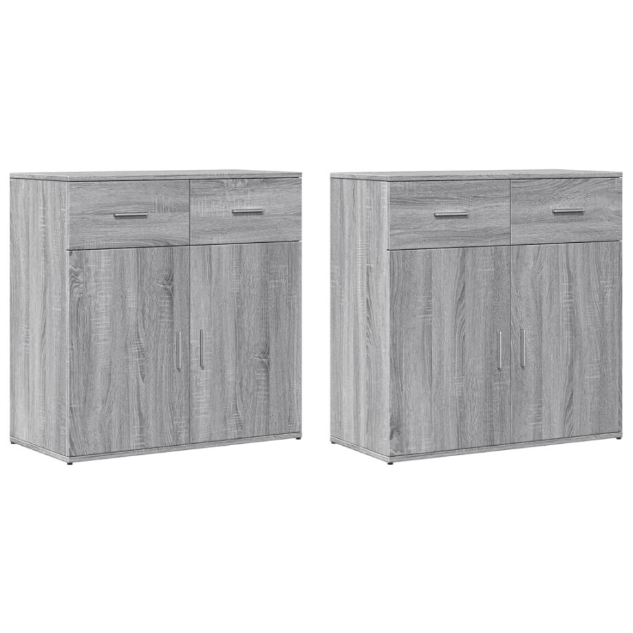 vidaXL Dressoirs 2 st 79x38x80 cm bewerkt hout grijs sonoma eikenkleur afbeelding 1