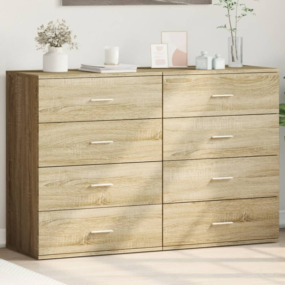 vidaXL Dressoirs 2 st 60x39x80 cm bewerkt hout sonoma eikenkleurig vidaXL Dressoirs 2 st 60x39x80 cm bewerkt hout sonoma eikenkleurig afbeelding 1