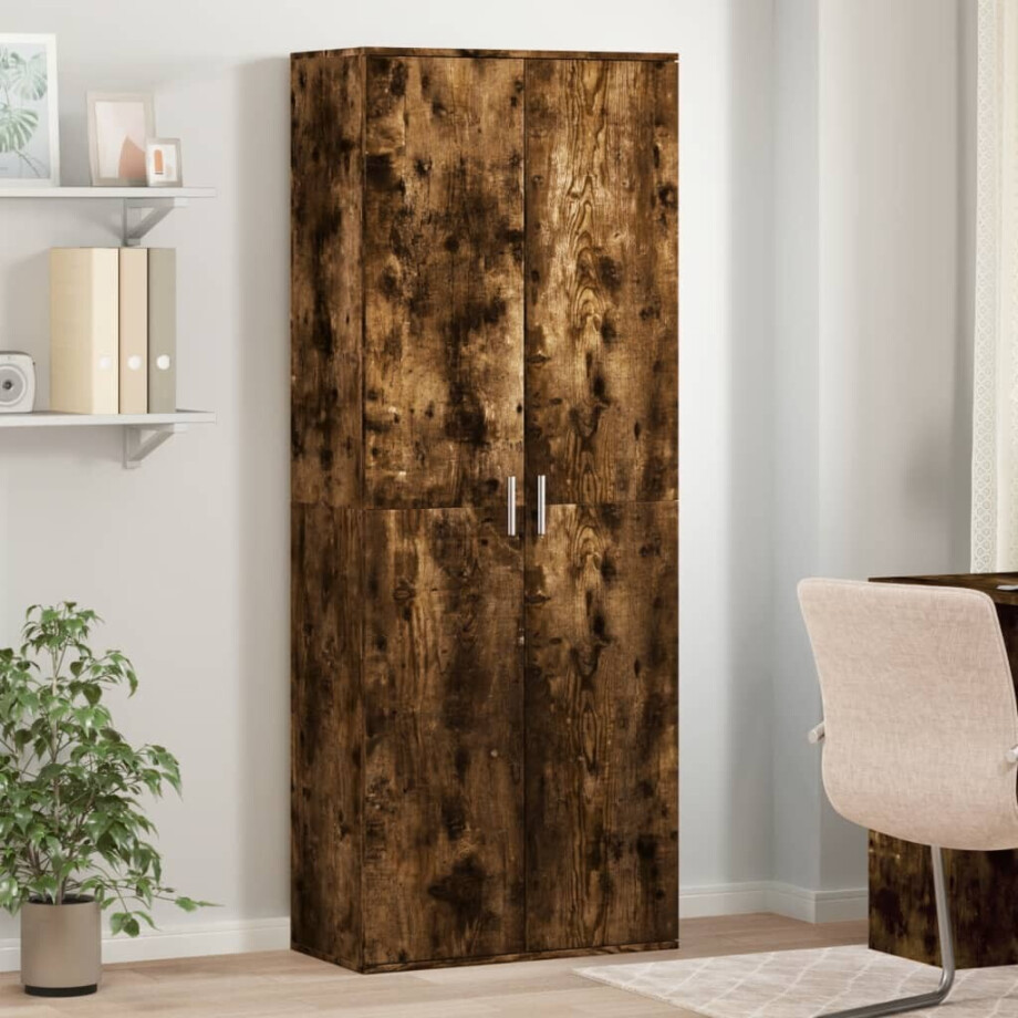 vidaXL Hoge kast 70x35x180 cm bewerkt hout gerookt eikenkleurig afbeelding 1