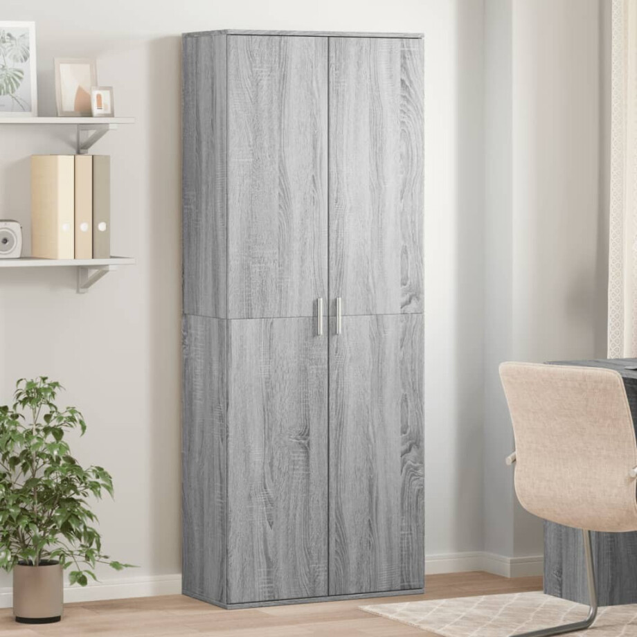 vidaXL Hoge kast 70x35x180 cm bewerkt hout grijs sonoma eikenkleurig afbeelding 1
