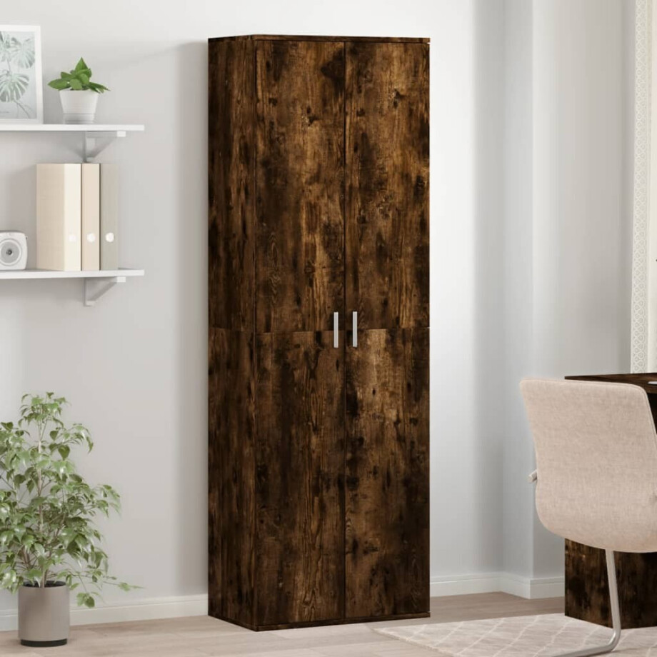 vidaXL Hoge kast 60x35x180 cm bewerkt hout gerookt eikenkleurig afbeelding 1