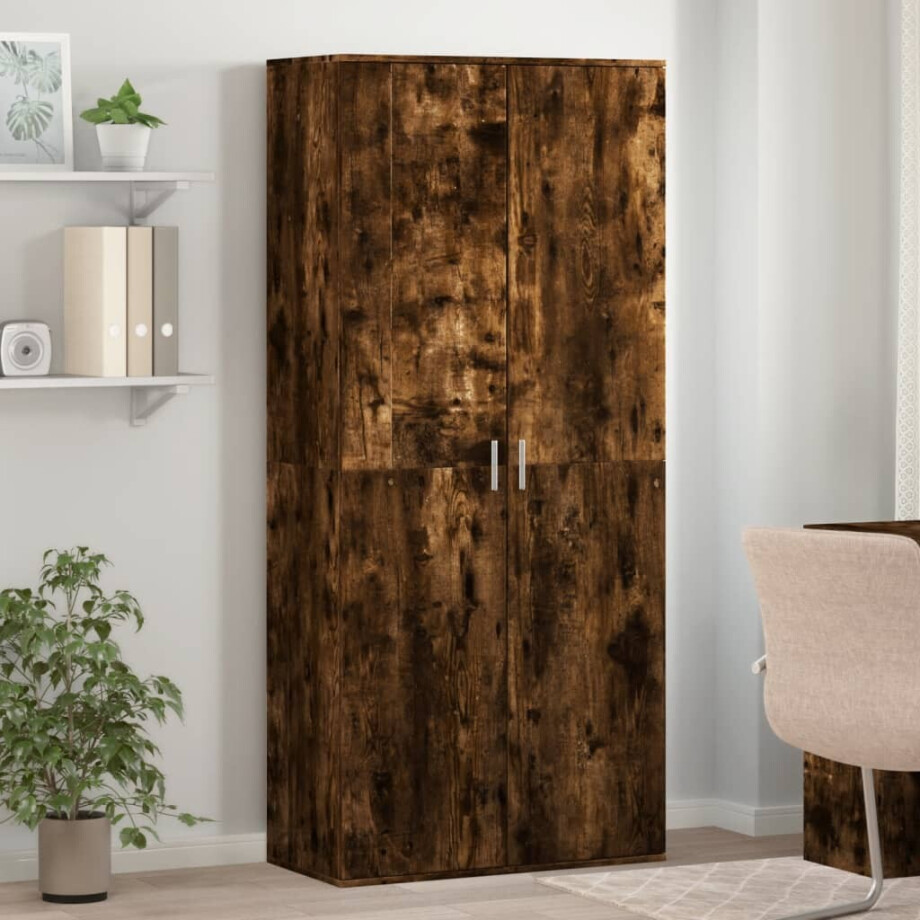 vidaXL Schoenenkast 80x39x178 cm bewerkt hout gerookt eikenkleurig vidaXL Schoenenkast 80x39x178 cm bewerkt hout gerookt eikenkleurig afbeelding 1