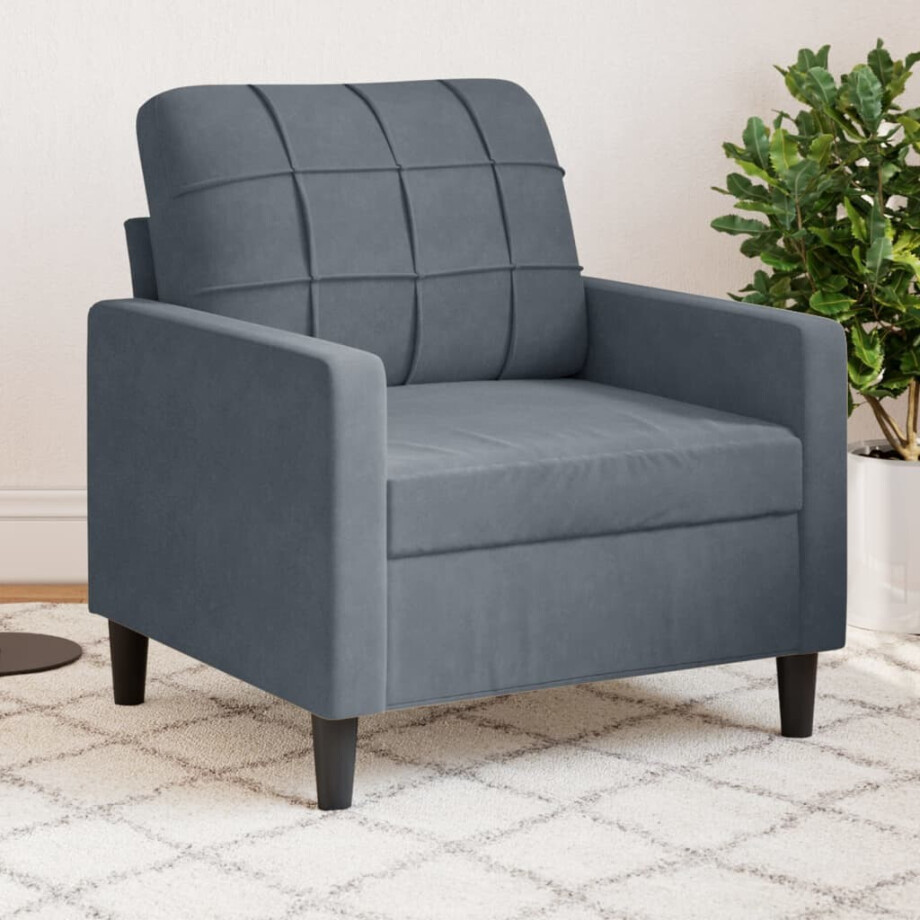 vidaXL Fauteuil 60 cm fluweel donkergrijs afbeelding 1