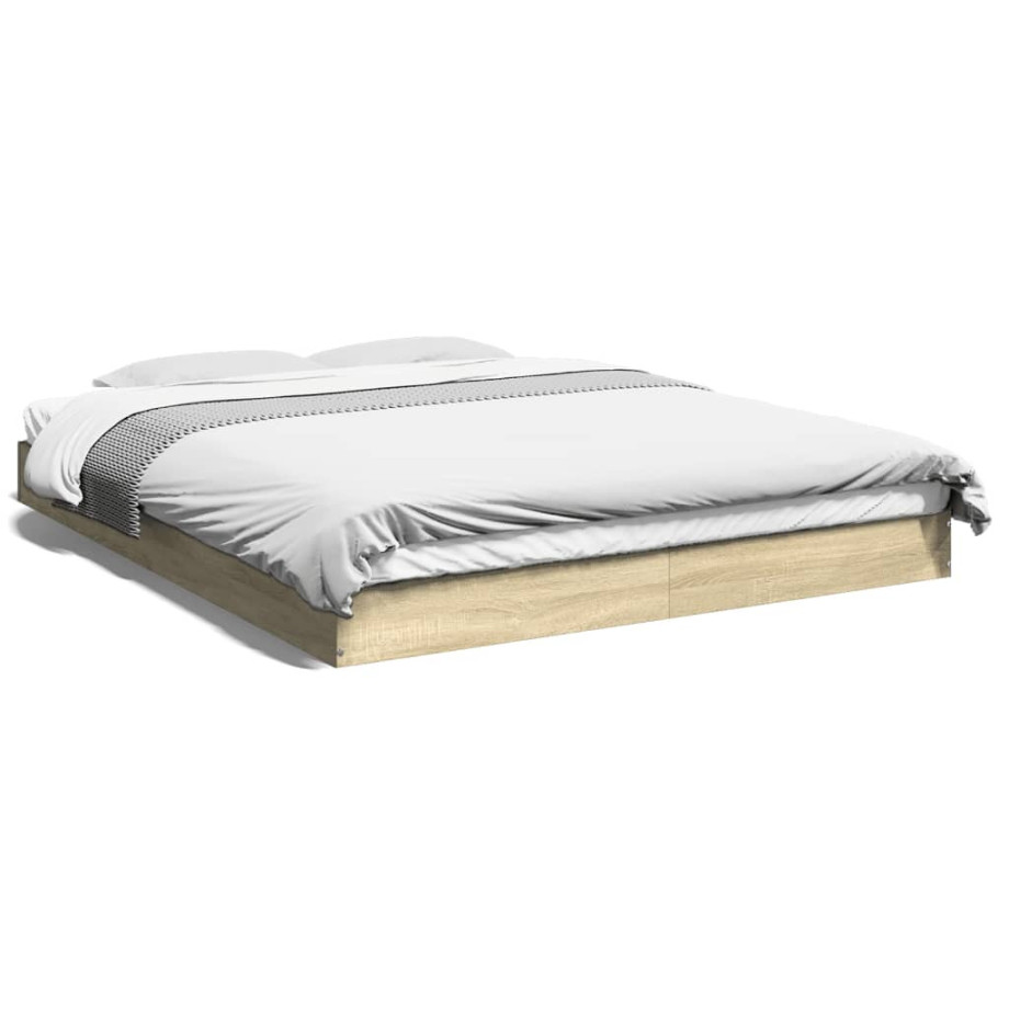 vidaXL Bedframe bewerkt hout sonoma eikenkleurig 150x200 cm afbeelding 1