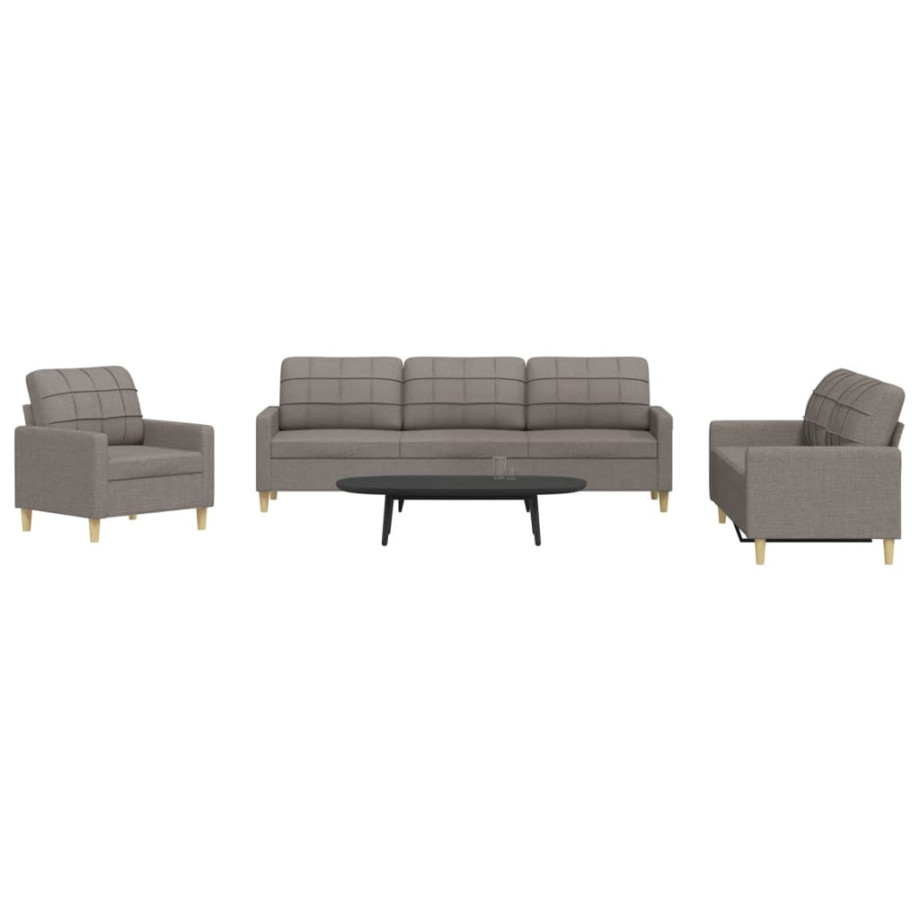 vidaXL 3-delige Loungeset stof taupe afbeelding 1