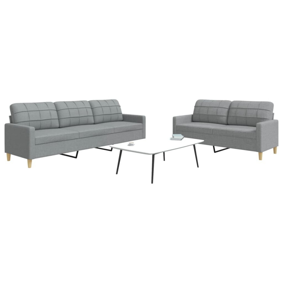 vidaXL 2-delige Loungeset stof lichtgrijs vidaXL 2-delige Loungeset stof lichtgrijs afbeelding 1