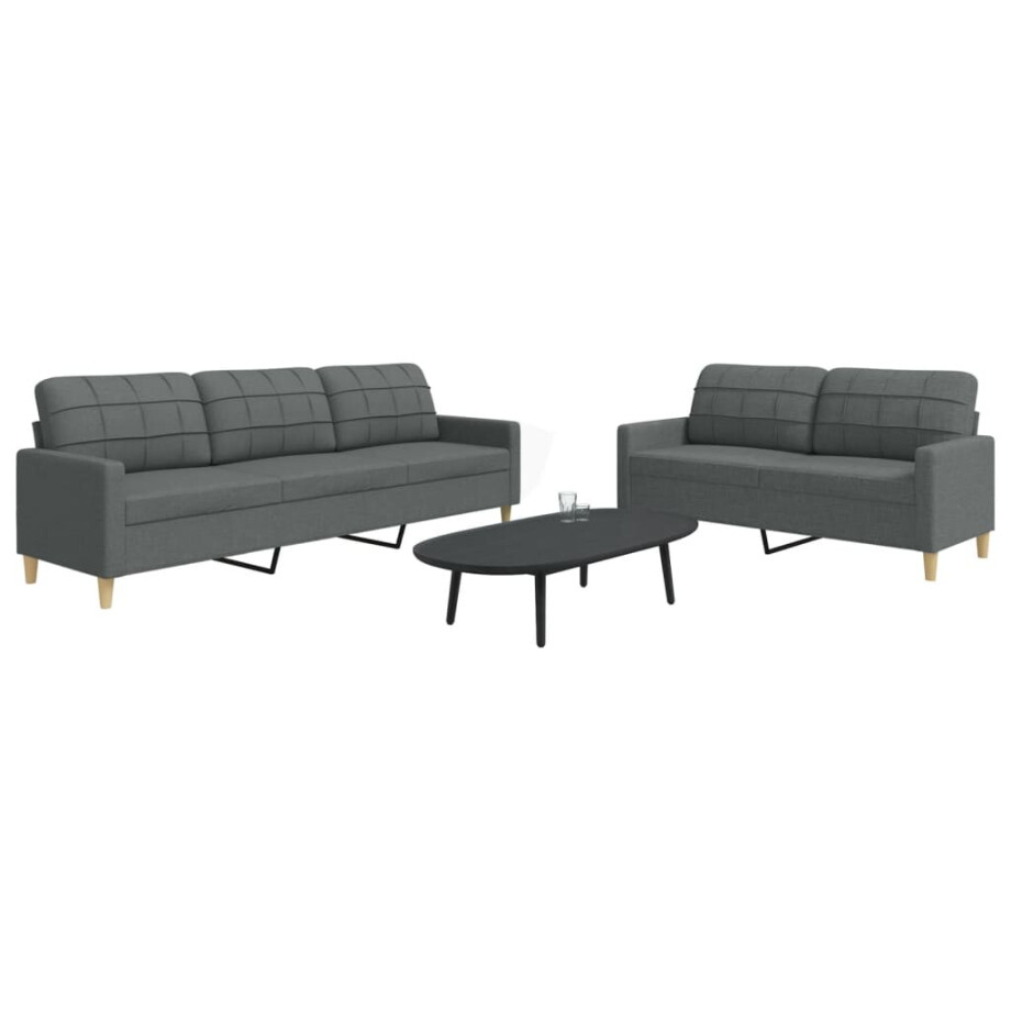 vidaXL 2-delige Loungeset stof donkergrijs afbeelding 1