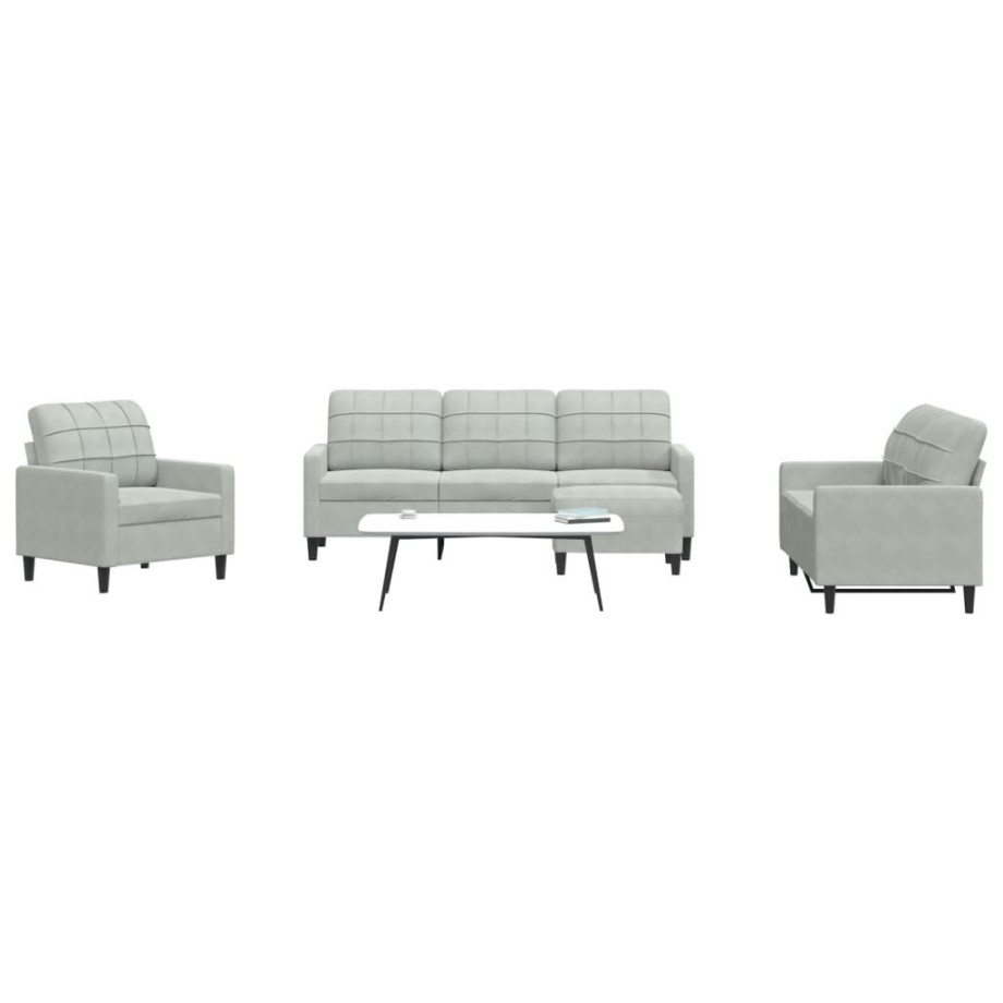 vidaXL 4-delige Loungeset met kussens fluweel lichtgrijs afbeelding 1