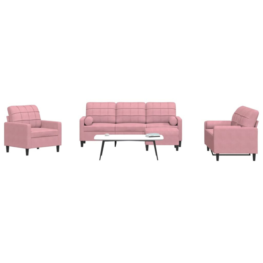 vidaXL 4-delige Loungeset met kussens en bolsters fluweel roze vidaXL 4-delige Loungeset met kussens en bolsters fluweel roze afbeelding 1