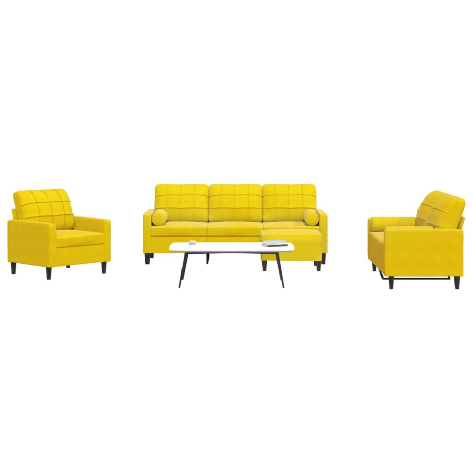 vidaXL 4-delige Loungeset met kussens en bolsters fluweel geel afbeelding 1