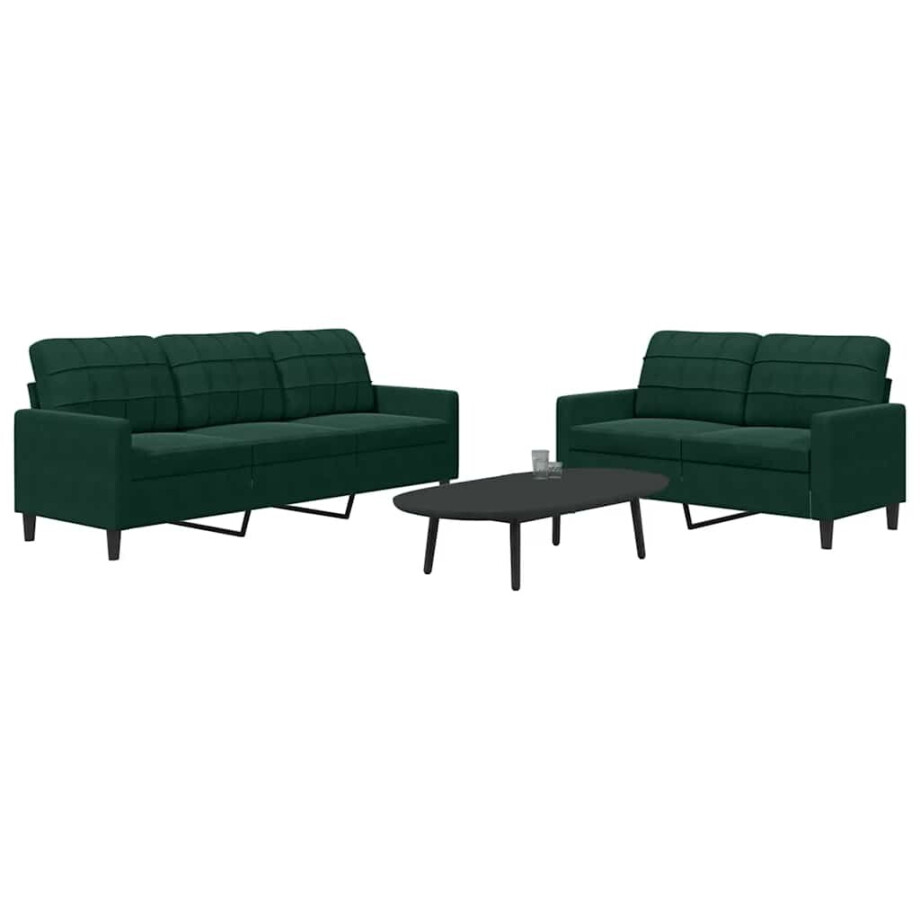 vidaXL 2-delige Loungeset met kussens fluweel donkergroen vidaXL 2-delige Loungeset met kussens fluweel donkergroen afbeelding 1