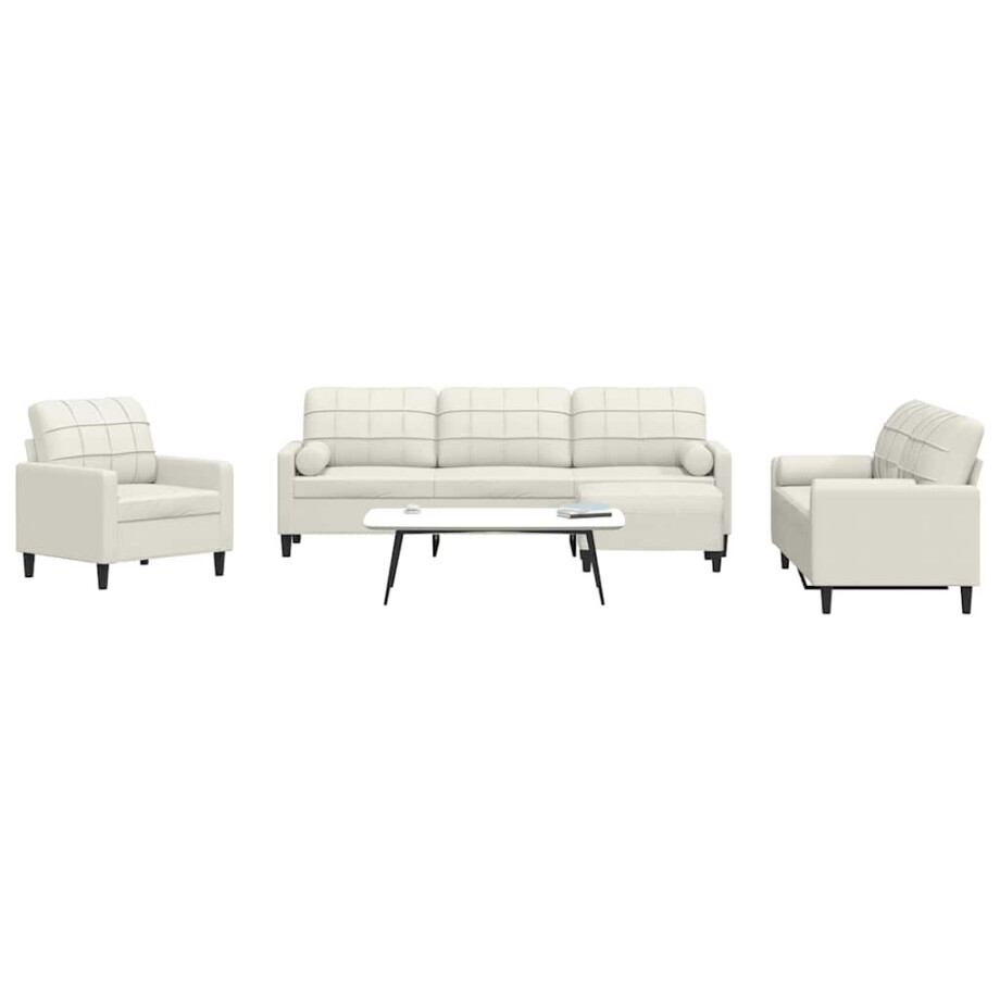 vidaXL 4-delige Loungeset met kussens en bolsters fluweel crèmekleurig afbeelding 1