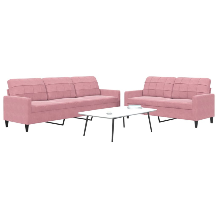 vidaXL 2-delige Loungeset met kussens fluweel roze afbeelding 1