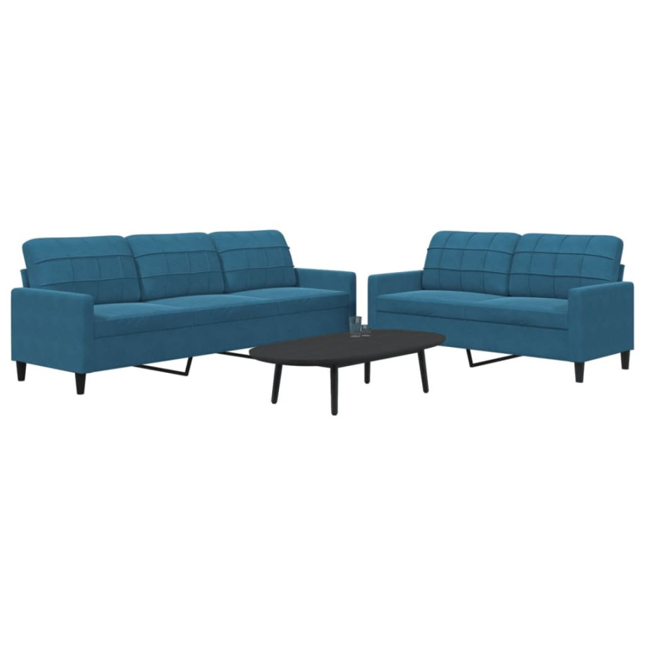 vidaXL 2-delige Loungeset met kussens fluweel blauw afbeelding 1