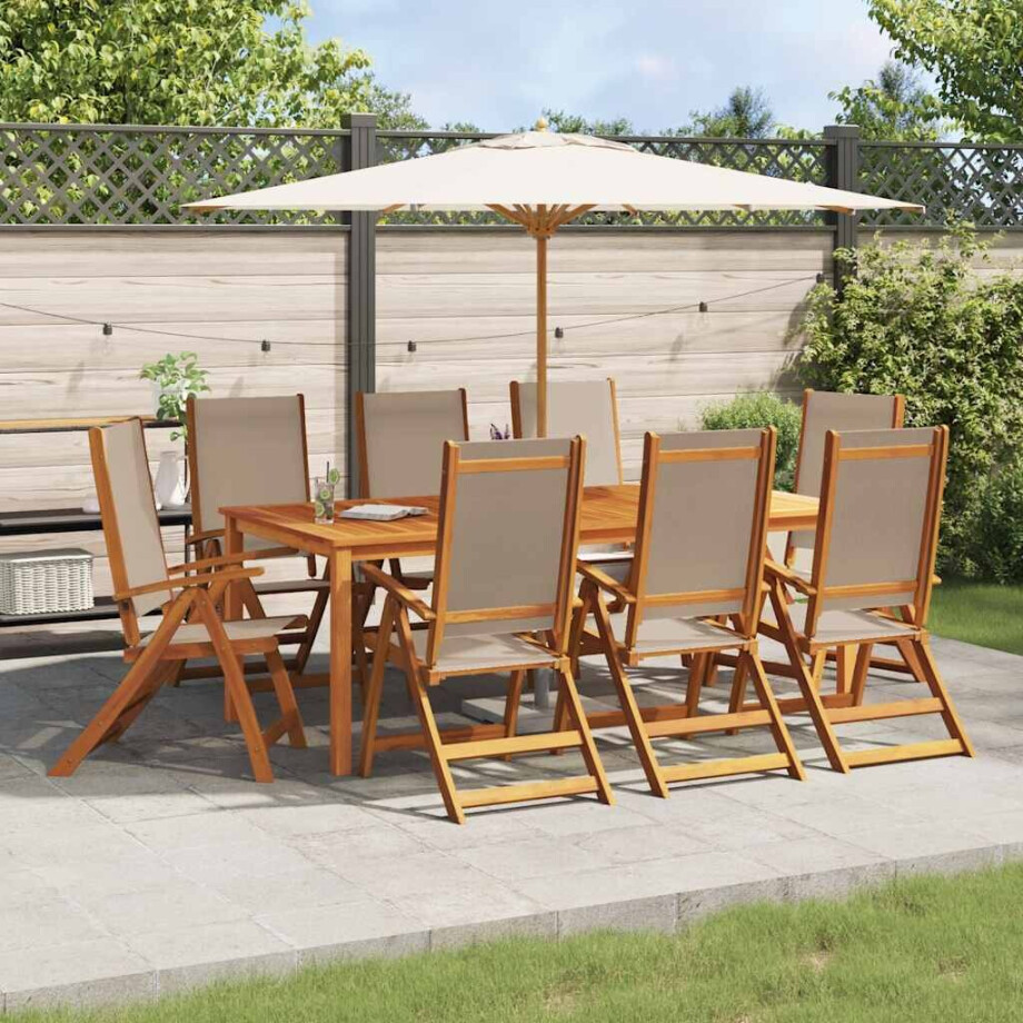 vidaXL Tuinstoelen inklapbaar 8 st massief acaciahout en textileen vidaXL Tuinstoelen inklapbaar 8 st massief acaciahout en textileen afbeelding 1