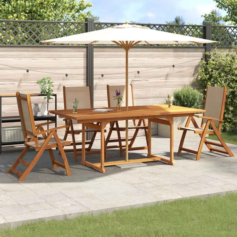 vidaXL 5-delige Tuinset massief acaciahout en textileen vidaXL 5-delige Tuinset massief acaciahout en textileen afbeelding 1