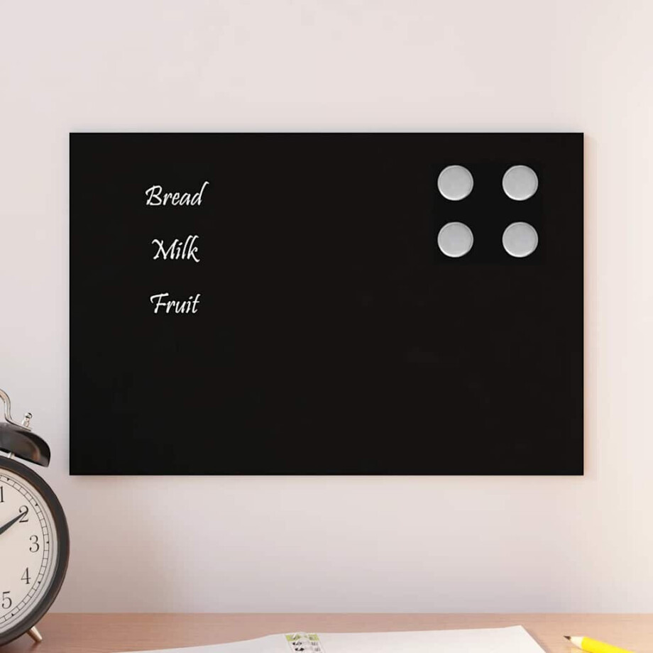 vidaXL Magneetbord voor aan de wand 30x20 cm gehard glas zwart afbeelding 1