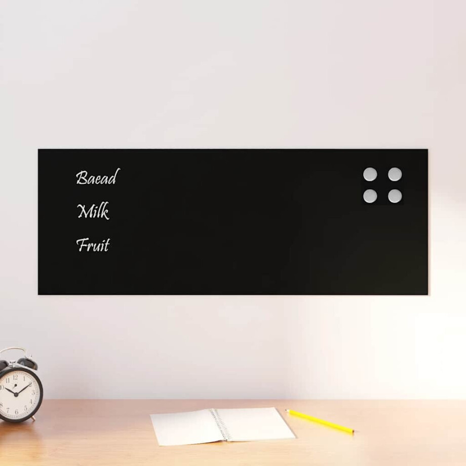 vidaXL Magneetbord voor aan de wand 80x30 cm gehard glas zwart vidaXL Magneetbord voor aan de wand 80x30 cm gehard glas zwart afbeelding 1