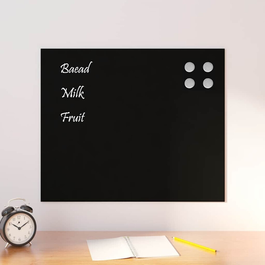 vidaXL Magneetbord voor aan de wand 60x50 cm gehard glas zwart afbeelding 1