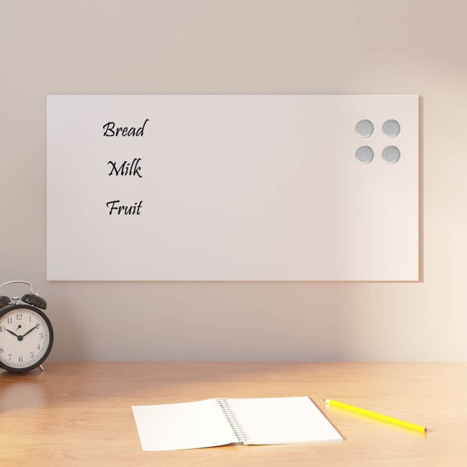 vidaXL Magneetbord voor aan de wand 60x30 cm gehard glas wit afbeelding 1