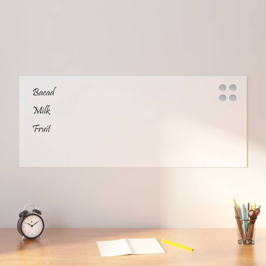 vidaXL Magneetbord voor aan de wand 100x40 cm gehard glas wit afbeelding 1