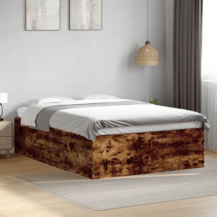 vidaXL Bedframe bewerkt hout gerookt eikenkleurig 120x190 cm afbeelding 1