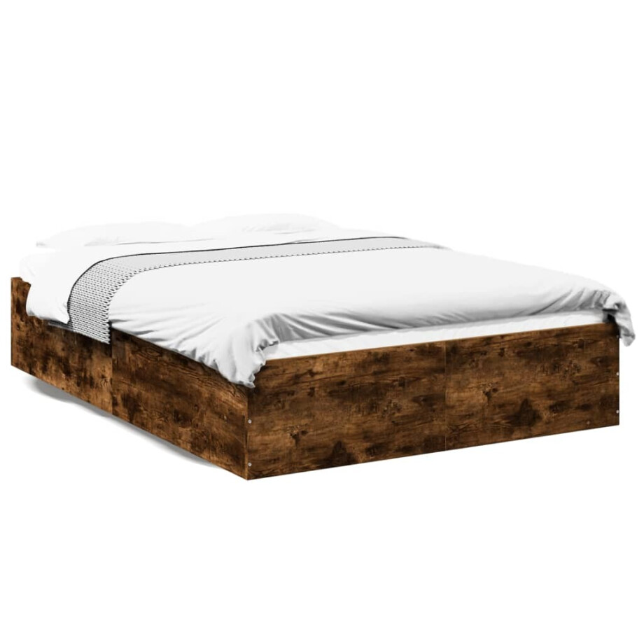 vidaXL Bedframe bewerkt hout gerookt eikenkleurig 120x190 cm vidaXL Bedframe bewerkt hout gerookt eikenkleurig 120x190 cm afbeelding 1
