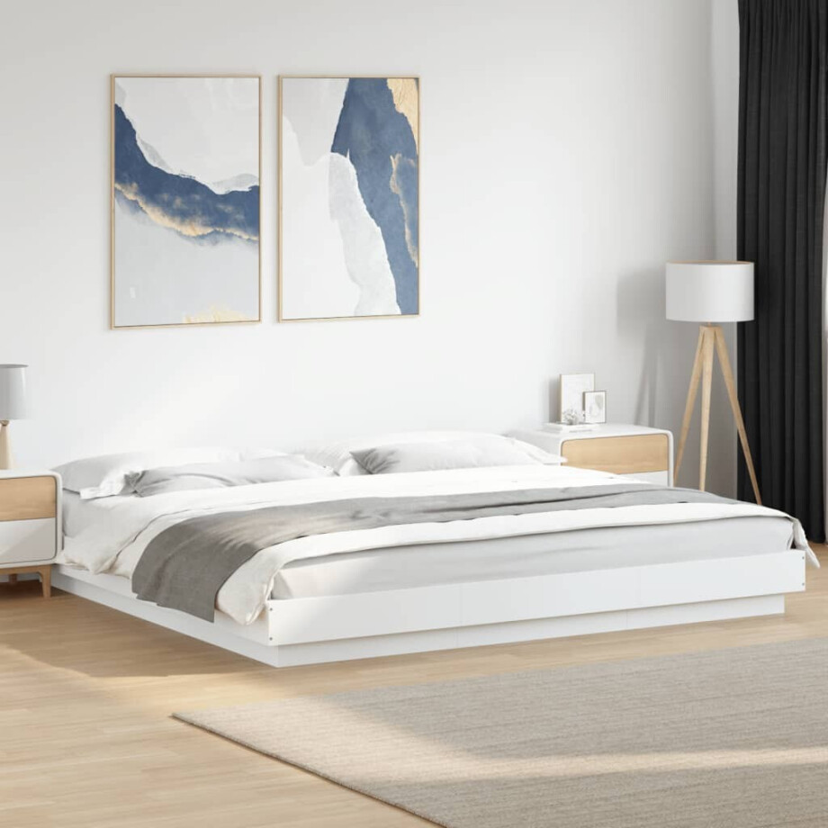 vidaXL Bedframe massief hout wit 200x200 cm vidaXL Bedframe massief hout wit 200x200 cm afbeelding 1
