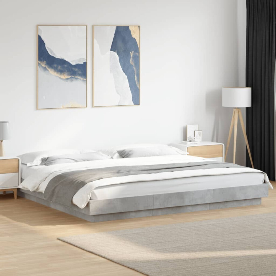 vidaXL Bedframe bewerkt hout betongrijs 180x200 cm afbeelding 1