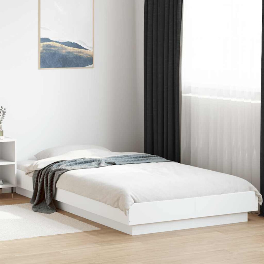 vidaXL Bedframe bewerkt hout wit 100x200 cm vidaXL Bedframe bewerkt hout wit 100x200 cm afbeelding 1