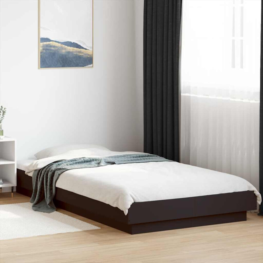 vidaXL Bedframe bewerkt hout zwart 100x200 cm vidaXL Bedframe bewerkt hout zwart 100x200 cm afbeelding 1